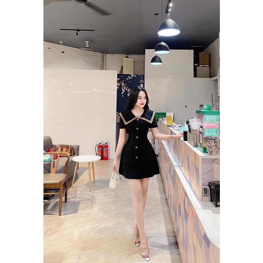 Váy thiết kế cổ Thủy thủ dáng xòe nhẹ tiểu thư