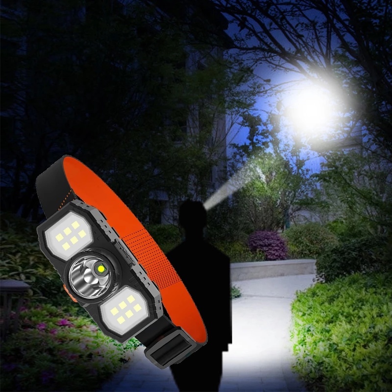 Đèn LED COB Hai Đầu Có Thể Sạc Lại Bằng Cổng USB Dùng Câu Cá / Leo Núi Vào Ban Đêm