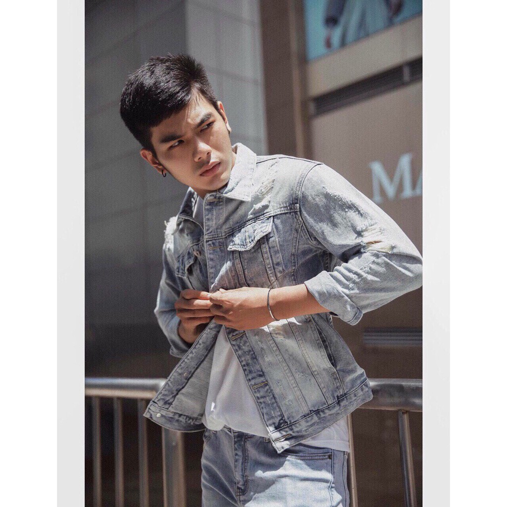 Áo Khoác Nam Áo khoác jean nam đen trơn phối cúc cổ Xả Kho Hàng Xưởng | BigBuy360 - bigbuy360.vn