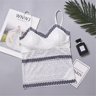 [Mã FASHIONT4WA2 giảm 10K đơn 50K] Áo ren dáng dài viền đen xinh (có đệm mút) | BigBuy360 - bigbuy360.vn