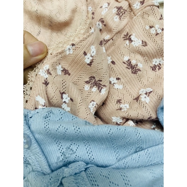 Áo thun gân Croptop cho nữ nút giữa xuất xịn Pink.Rose