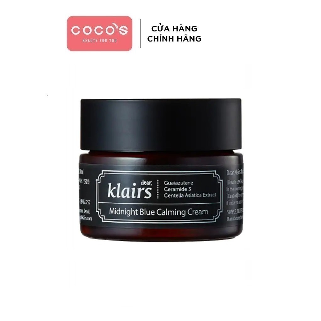 Kem Dưỡng Ẩm, Làm Dịu Da Ban Đêm Dear, Klairs Midnight Blue Calming Cream 30ml