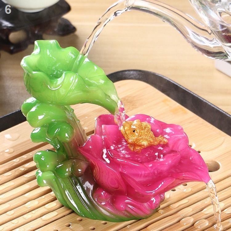 ☢♤▬Chè đổi màu hoa sen con cóc vàng may mắn trang trí nhà sáng tạo Kung fu bộ ấm trà khay trà thú bông trà chơi trà đạo