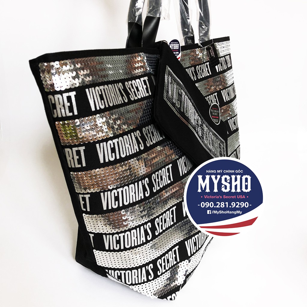 Bộ túi Tote có khoá kéo + túi mini Victoria's Secret USA