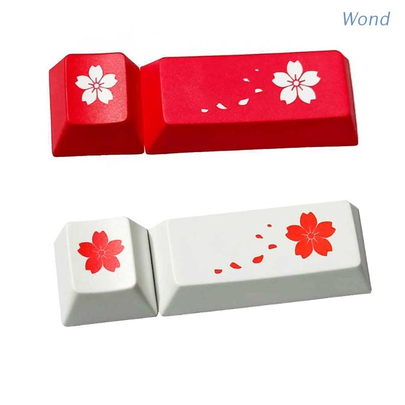 Set 2 nút bàn phím hình cánh hoa anh đào màu đỏ/trắng