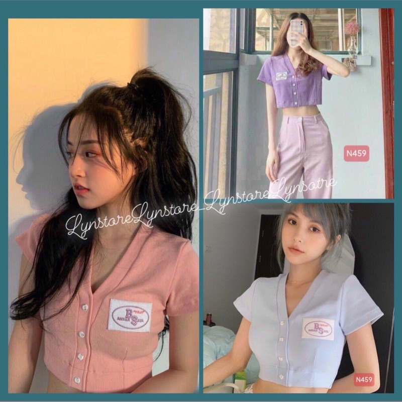 Áo kiểu croptop cổ trụ thêu gấu, Áo croptop nữ Polo chất thun borip mềm mạinhiều màu Mã A5 Freesize