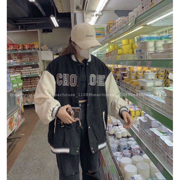 Áo boom nỉ nhung nữ Hàn Quốc dễ thương, áo khoác chữ choose | BigBuy360 - bigbuy360.vn