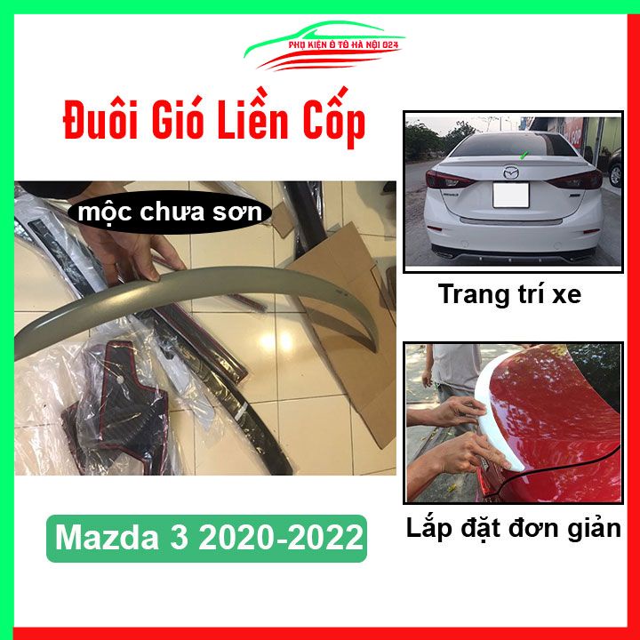 Đuôi gió sau xe liền cốp Mazda 3 2020-2022 hàng mộc chưa sơn
