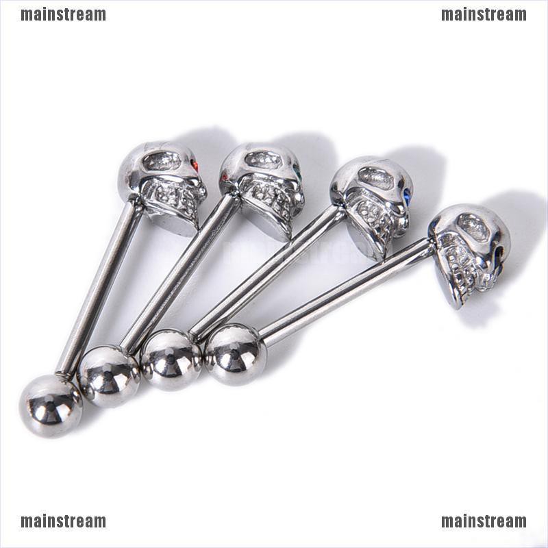 Khuyên Lưỡi Hình Đầu Lâu Bằng Thép Không Gỉ 14g