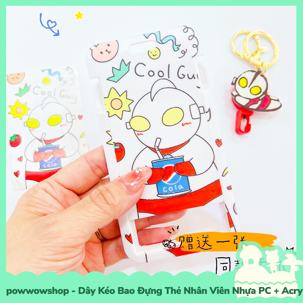 [Sẵn VN - Hỏa Tốc] Dây Kéo Bao Đựng Thẻ Nhân Viên Nhựa PC + Acrylic Mẫu Nhân Vật Hoạt Hình Dinosaur &amp; Milk Tea