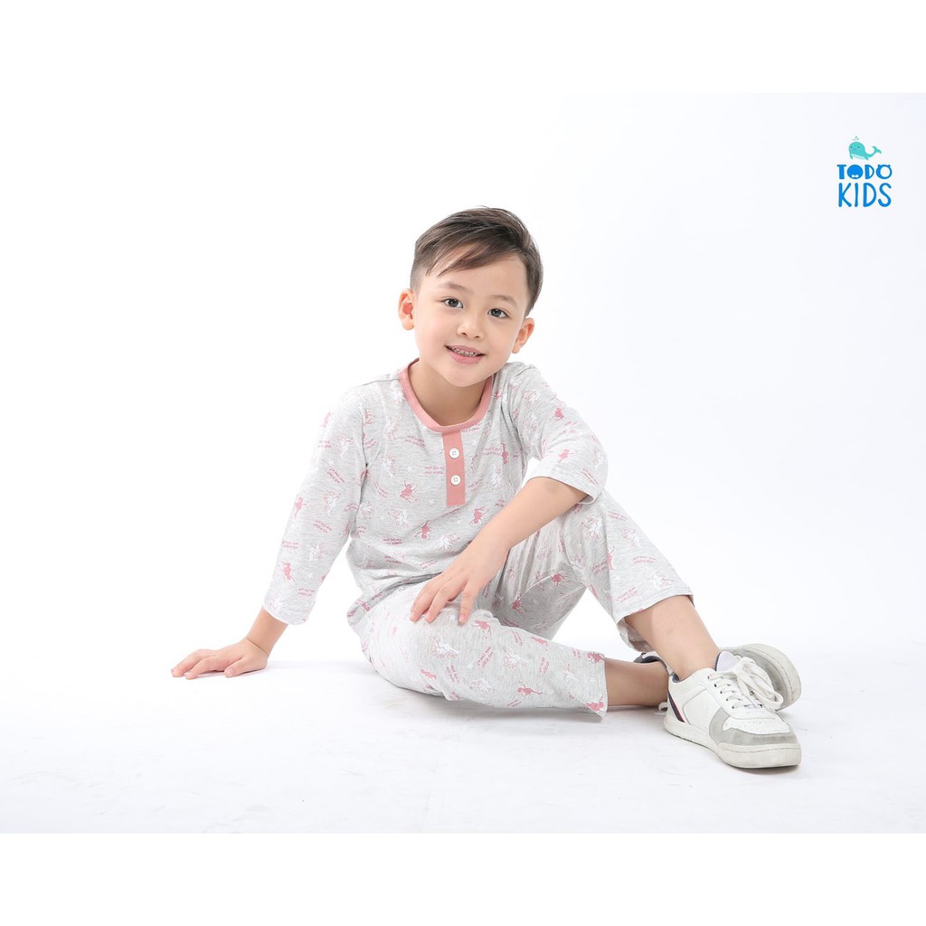 Bộ thu cotton lửng I MONG xuất Hàn cho bé