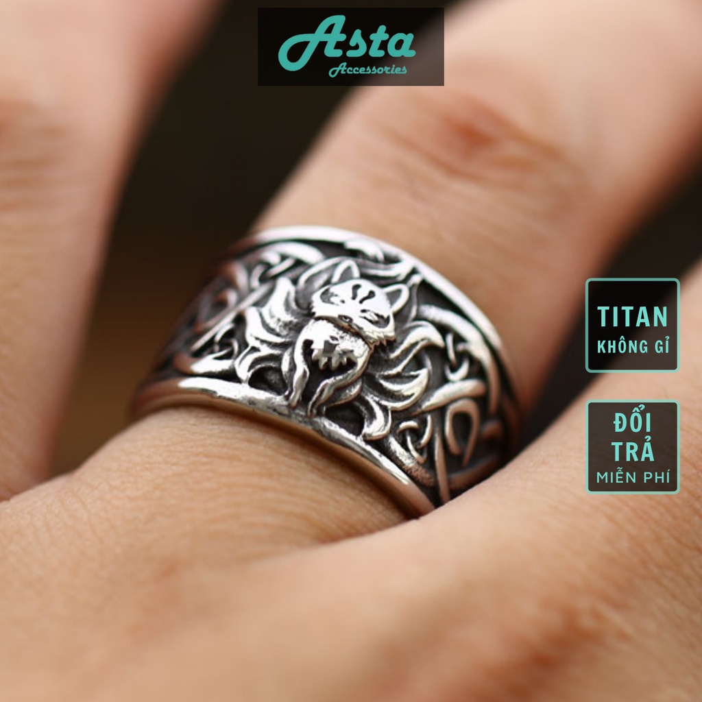 Nhẫn nam nữ tròn Asta Accessories màu bạc thời trang chất Titan đẹp đơn giản không gỉ - Nhẫn Vĩ Hồ