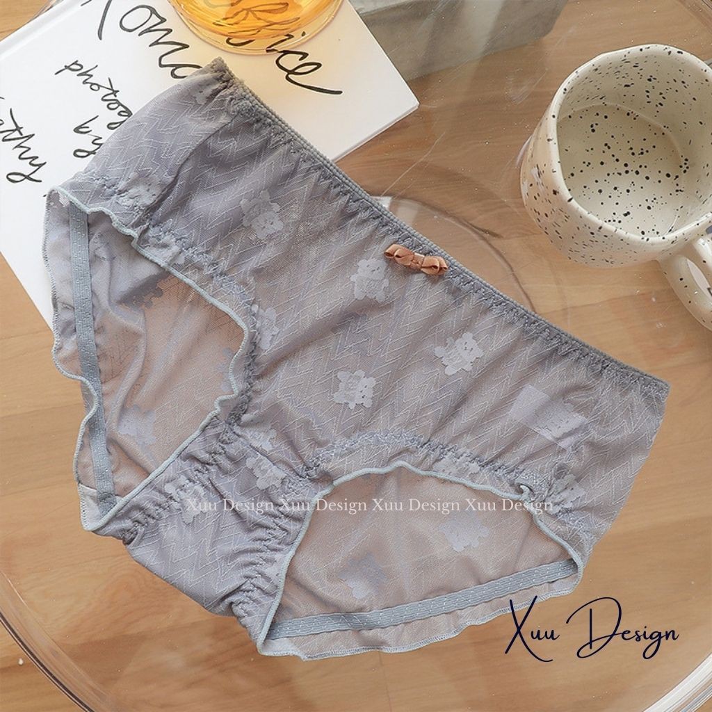 Quần lót ren sexy xuyên thấu đính nơ họa tiết gấu bear sexy gợi cảm - Wexuu Design QC51