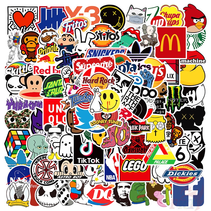 100Pcs/Set ❉ Fashion Brand Logo Mixed Cool HipHop Graffiti Stickers ❉ Waterproof DIY Fashion Decals Doodle Stickers