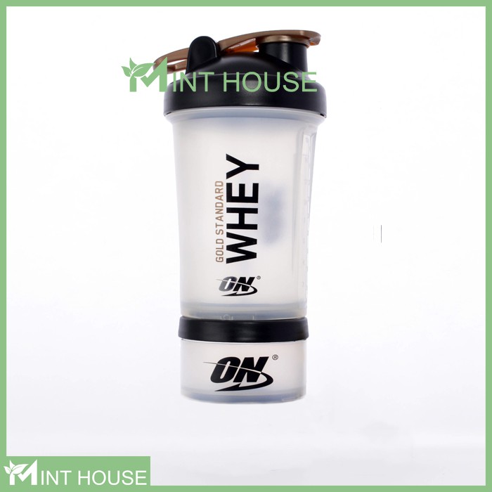 Bình lắc tập gym bình nước thể thao Shake bottle ON Gold Standard 2 ngăn