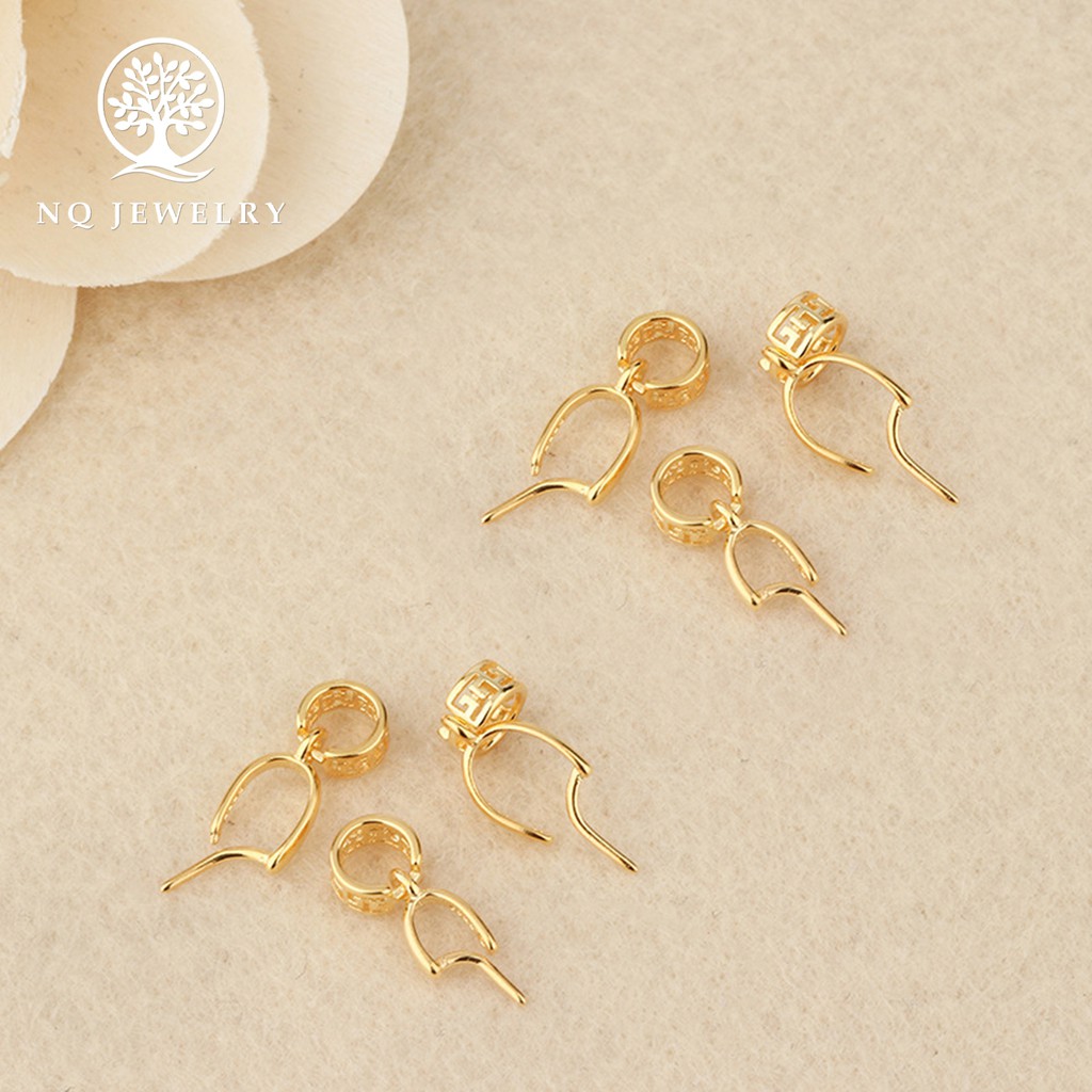 Khoen bạc móc mặt dây chuyền phật, tỳ hưu, hồ ly mạ vàng - NQ Jewelry