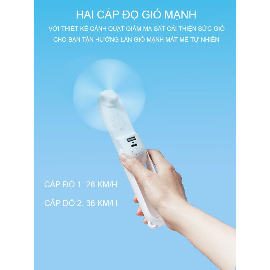 Quạt mini cầm tay 3 trong 1 hình gấu bear F8, quạt tích điện cầm tay Jisulife kiêm đèn pin và sạc dự phòng tiện lợi | BigBuy360 - bigbuy360.vn