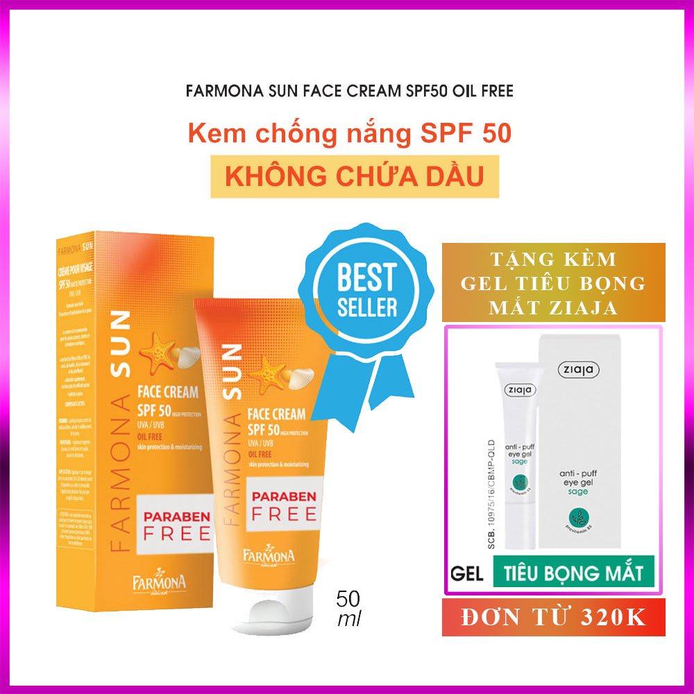 Kem chống nắng [hàng hãng] kem nâng tông Farmona Sun - SPF 50 - 50ML kem chống nắng, nâng tone, kiềm dầu