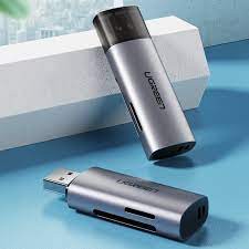 Đầu đọc thẻ đa năng SD TF màu xám Ugreen 60723 2 trong 1 USB 3.0