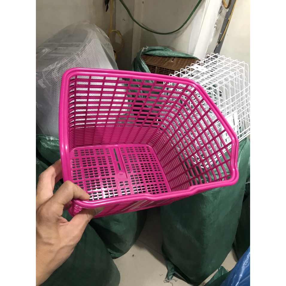 Giỏ Làn Nhựa Xe Đạp Người Lớn Màu Hường