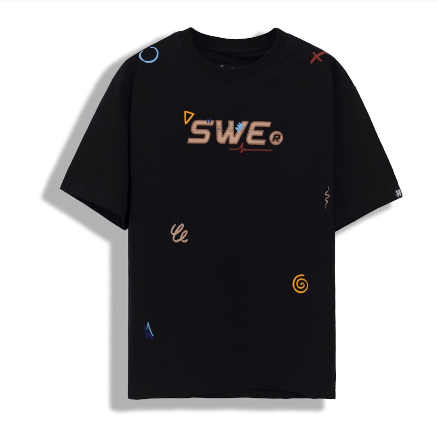 SWE - Áo thun nam nữ 90'S T- SHIRT - White/Black form rộng, tay lỡ, 100% cotton thoáng mát