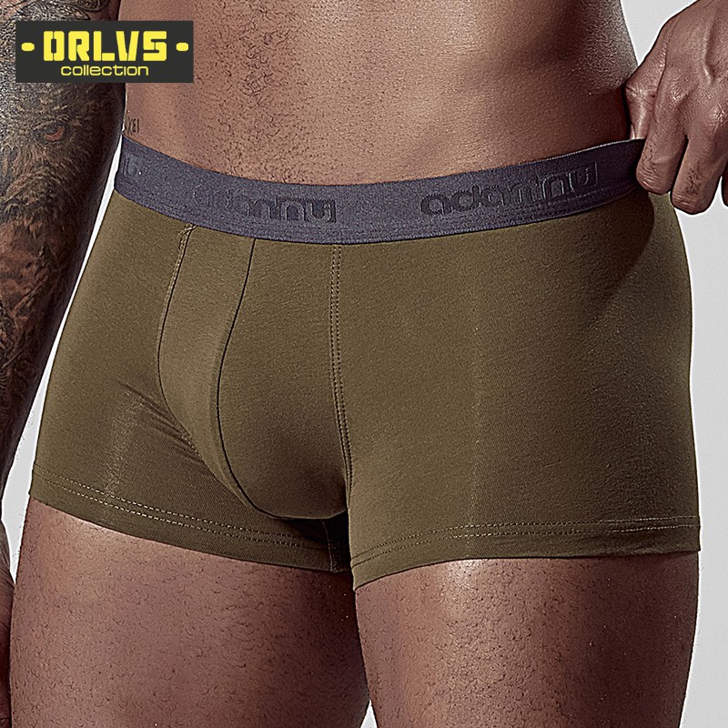ORLVS Quần lót boxer vải cotton màu trơn thoáng khí thời trang dành cho nam Ad304