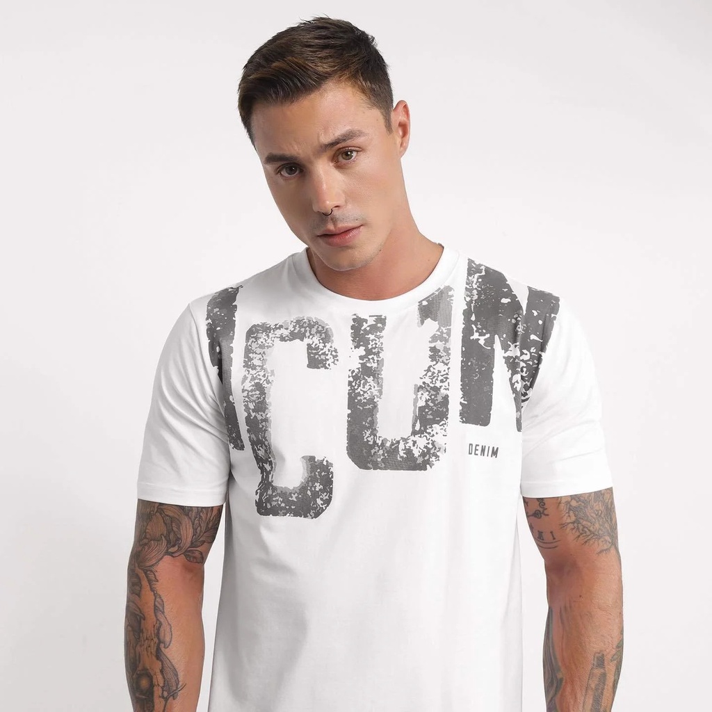 Áo Thun Nam Cổ Tròn Cotton ICON DENIM Regular Form Text Printed Logo ATID0054