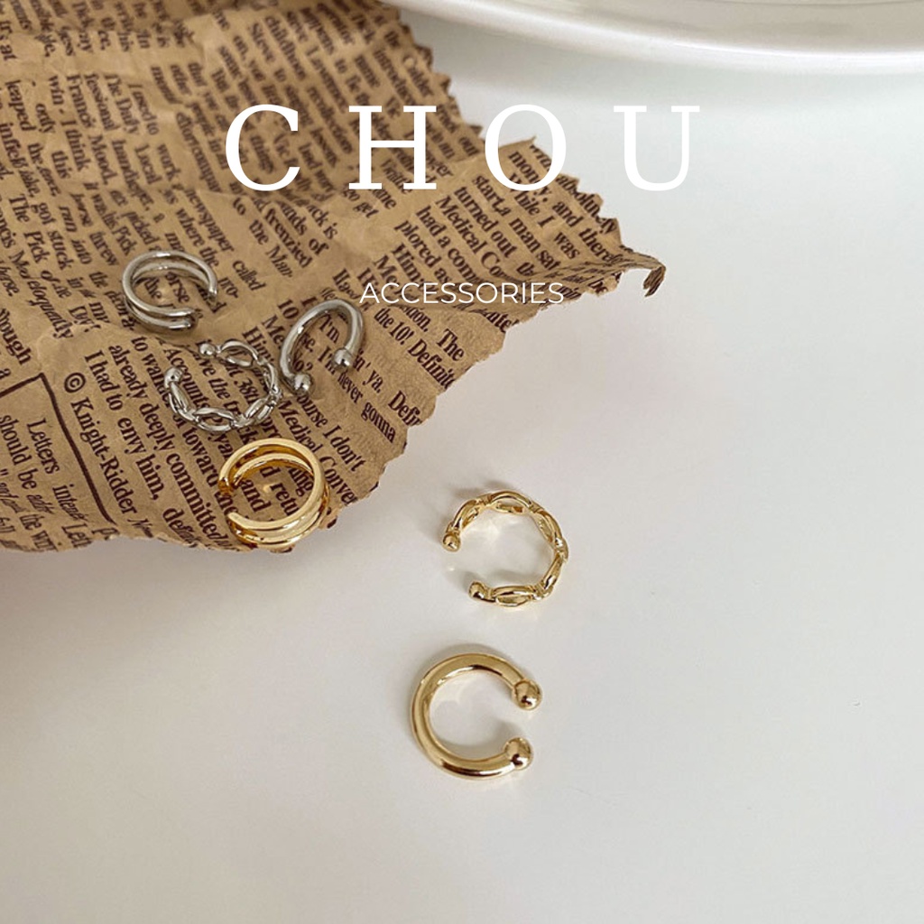 Set 3 Khuyên Kẹp Vành Tai Dáng Xích | CHOU ACCESSORIES |