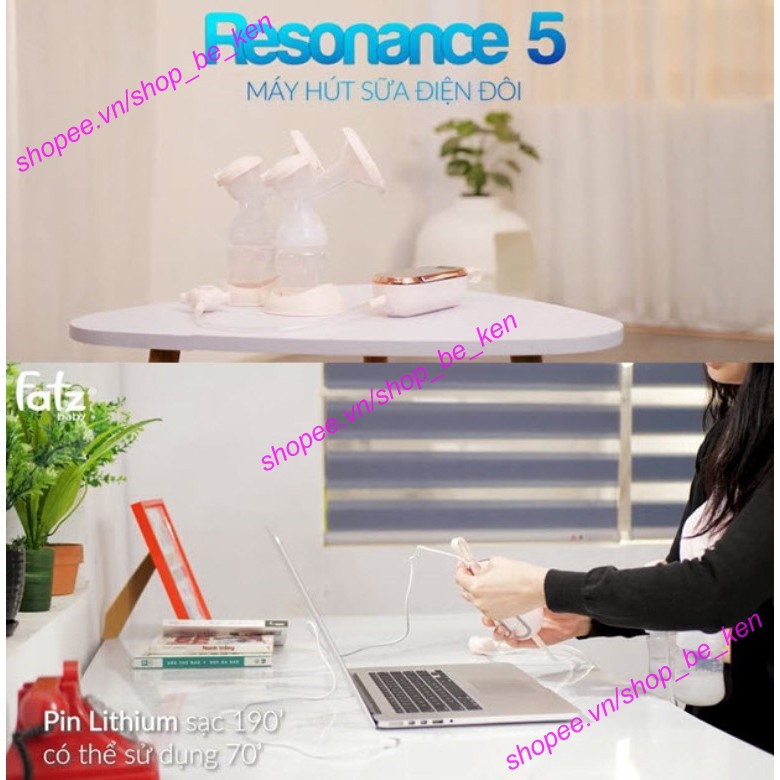 (BH 12TH) Máy hút sữa điện đôi Fatzbaby - Resonance 5 có pin sạc Fatz FB1180VN, FB1180VNH, FB1180VNG