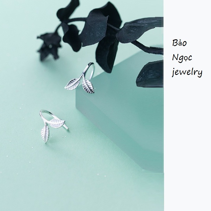 Khuyên Tai Bạc Nữ Hình Lá Đôi Dễ Thương - Bảo Ngọc Jewelry B2543