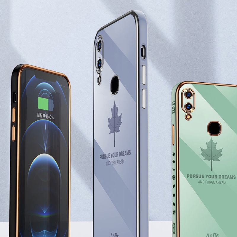 Ốp điện thoại Koosuk silicon mềm viền vuông mạ hình lá cho Samsung Galaxy A50 A50S A30S A20 A30 A7 2018