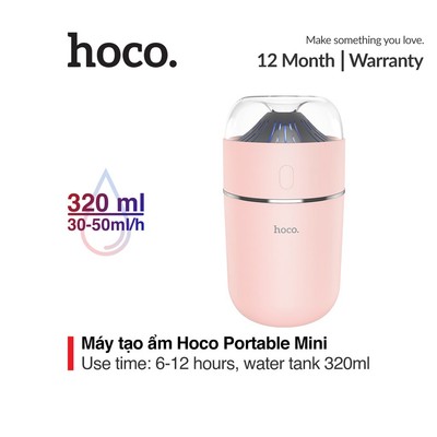 Máy tạo ẩm Hoco Portable Mini Humidifier, thể tích 320ml, thời gian tạo ẩm 6-12 giờ