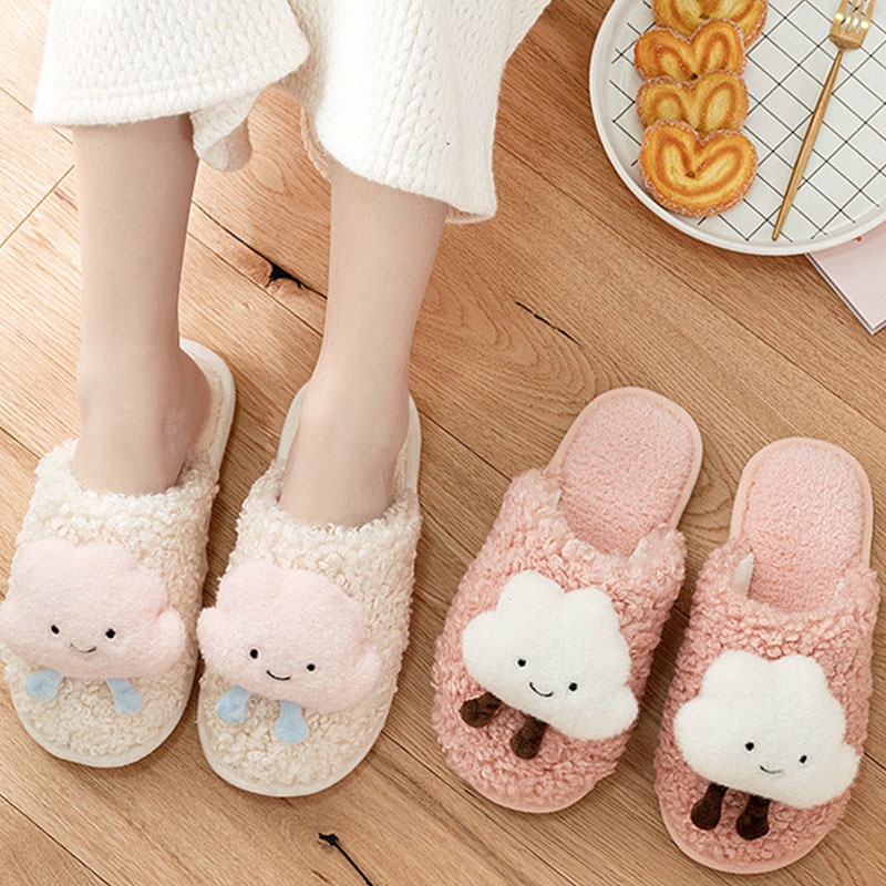 Dép bông RENBEN từ cotton phối đám mây dễ thương thời trang thu đông cho nữ
