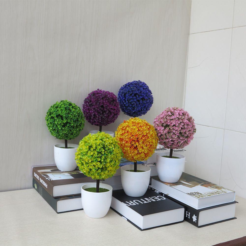 Chậu Cây Nhân Tạo Hình Tròn Nhiều Màu Độc Đáo Trang Trí Nhà Cửa/ Sân Vườn