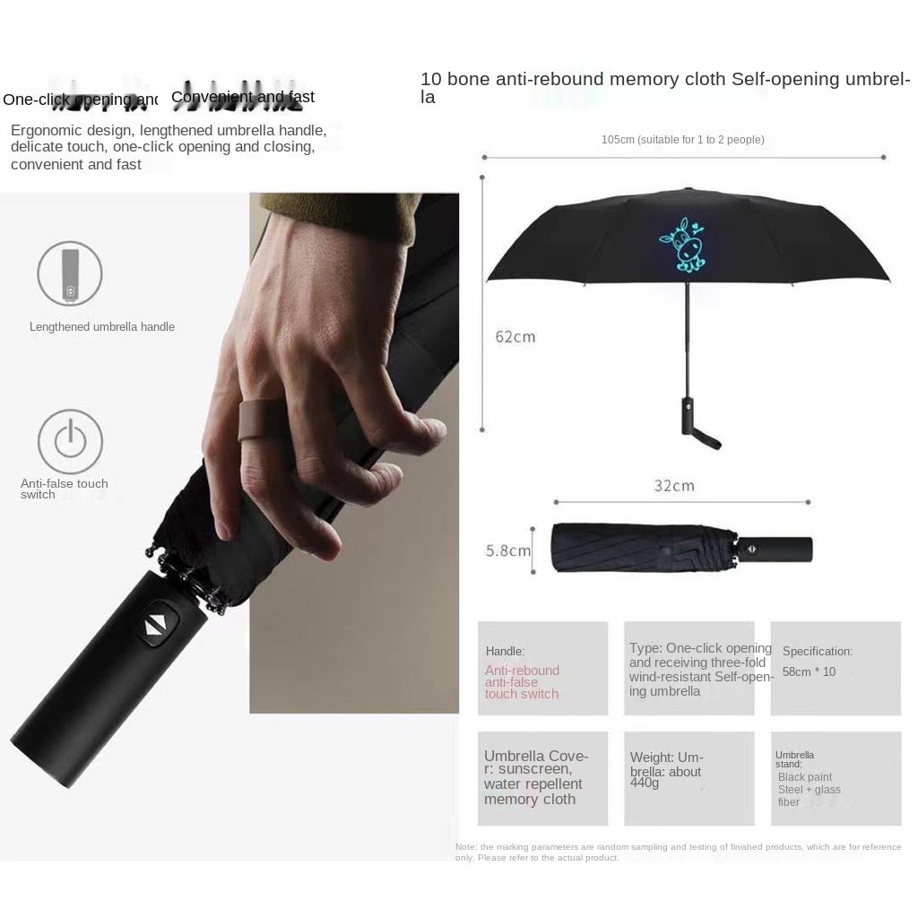 Chiêc du Ô đi mưa mở/đóng tự động XIAOMI cao cấp bản đặc biệt có logo huỳnh quang logo