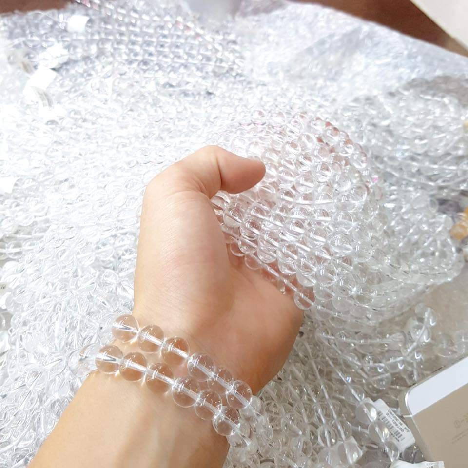 [ RẺ VÔ ĐỊCH ] Vòng Đan Dây Mix Đá phong Thủy T.A Trắng Tuyệt Đẹp ( thông báo size cổ tay )