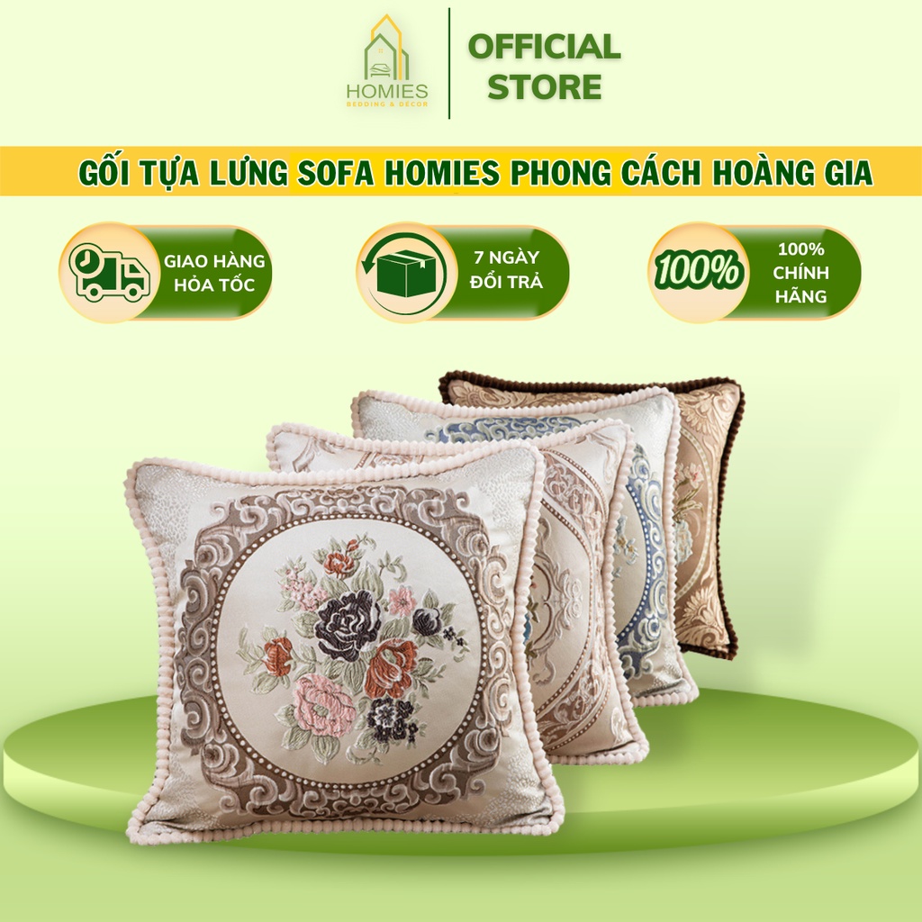 Gối Tựa Sofa HOMIES Phong Cách Tây Âu Trang Trí Sofa, Decor Phòng Khách - Kích Thước 45cm x 45cm
