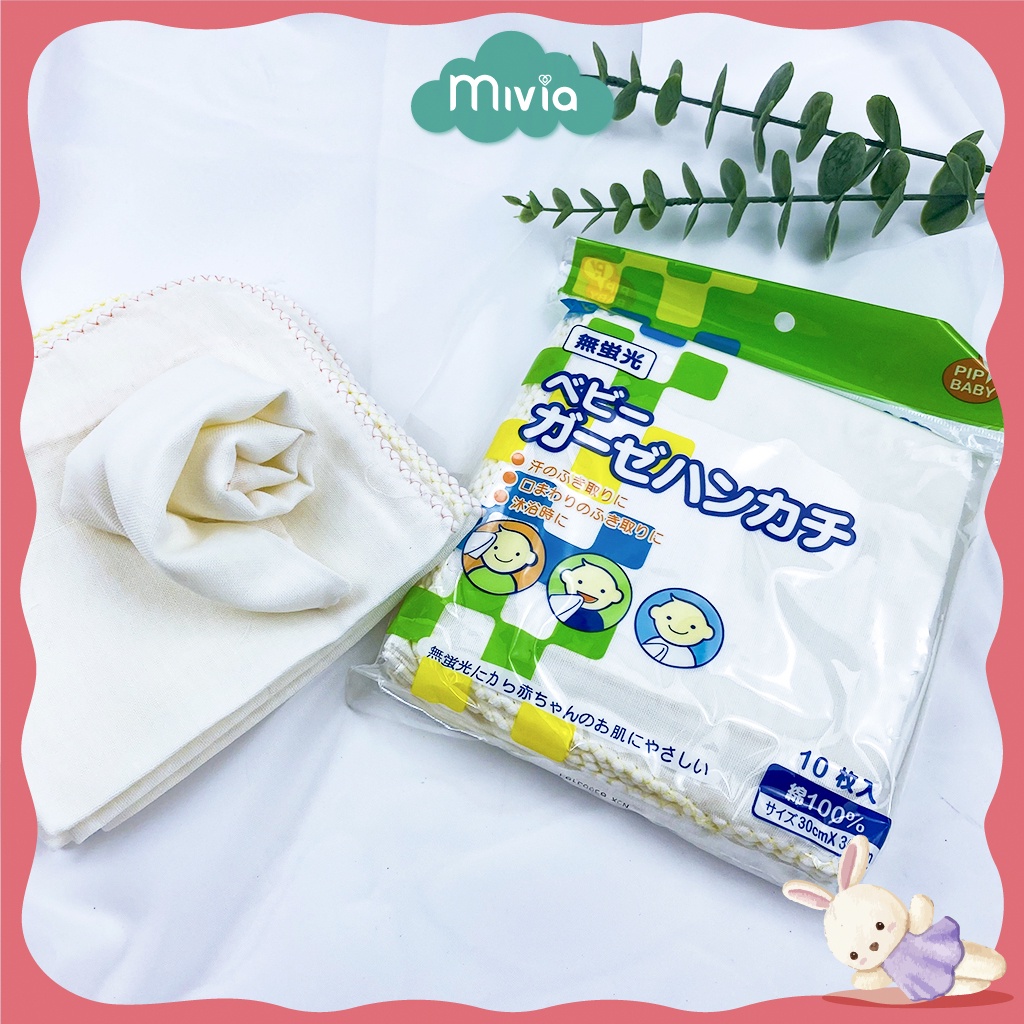 Khăn xô nhật, khăn sữa PiP baby, khăn sữa Chuchu cao cấp 2 lớp set 10