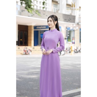 Áo dài lụa tím hoa cà - Thời trang nữ H&H Luxury