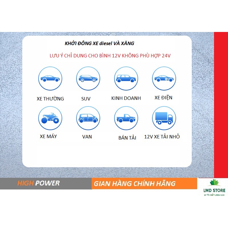 Bộ Kích Bình Đề Nổ Cứu Hộ Ô Tô Xe Hơi Khẩn Cấp Đa Năng Cao Cấp HIGH POWER