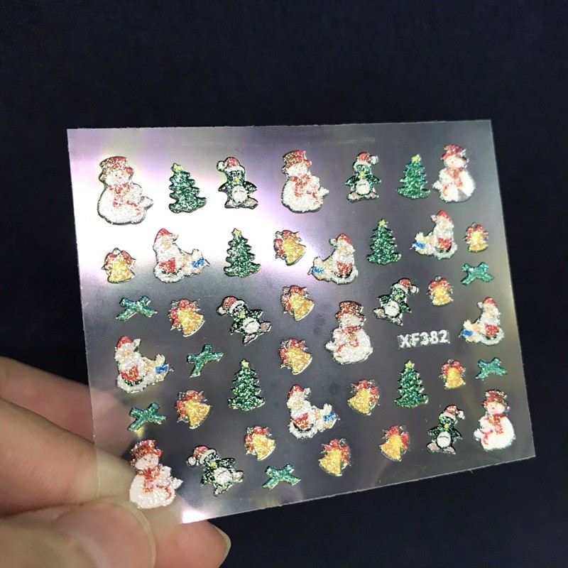 Sticker 3D-Decal dán móng Hoa Tuyết trang trí Giáng Sinh Noel