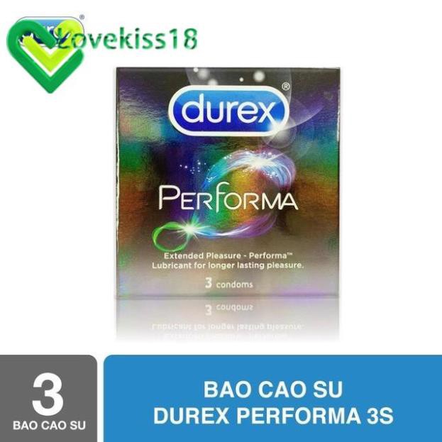 [lovekiss18] Bao cao su Durex  Performa hộp 3 chiếc bcs kéo dài thời gian cuộc yêu Sói.official