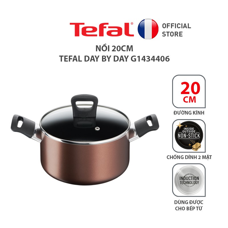 Combo Tefal Day By Day Chảo chiên 24cm &amp; Nồi 20cm &amp; Chảo xào 26cm