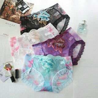 Quần lót lưới thêu hoa 3d viền ren siêu mát