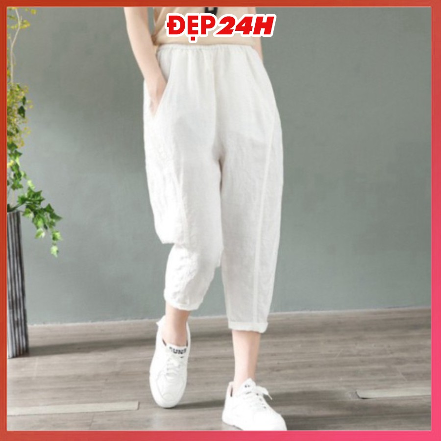 Quần thời trang nữ baggy kiểu dáng Hàn Quốc, quần kiểu nữ Đẹp 24 giờ, chất Đũi tơ mềm mát, form vừa xinh QH.29