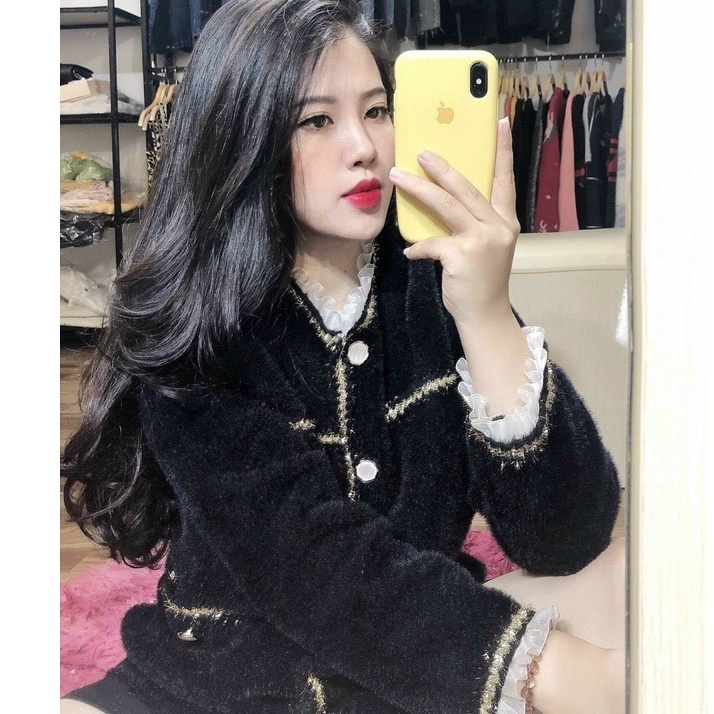 Áo khoác len lông cừu nữ cardigan [ hàng loại 1 ], chất len mềm mịn phong cách thời trang hàn quốc | BigBuy360 - bigbuy360.vn