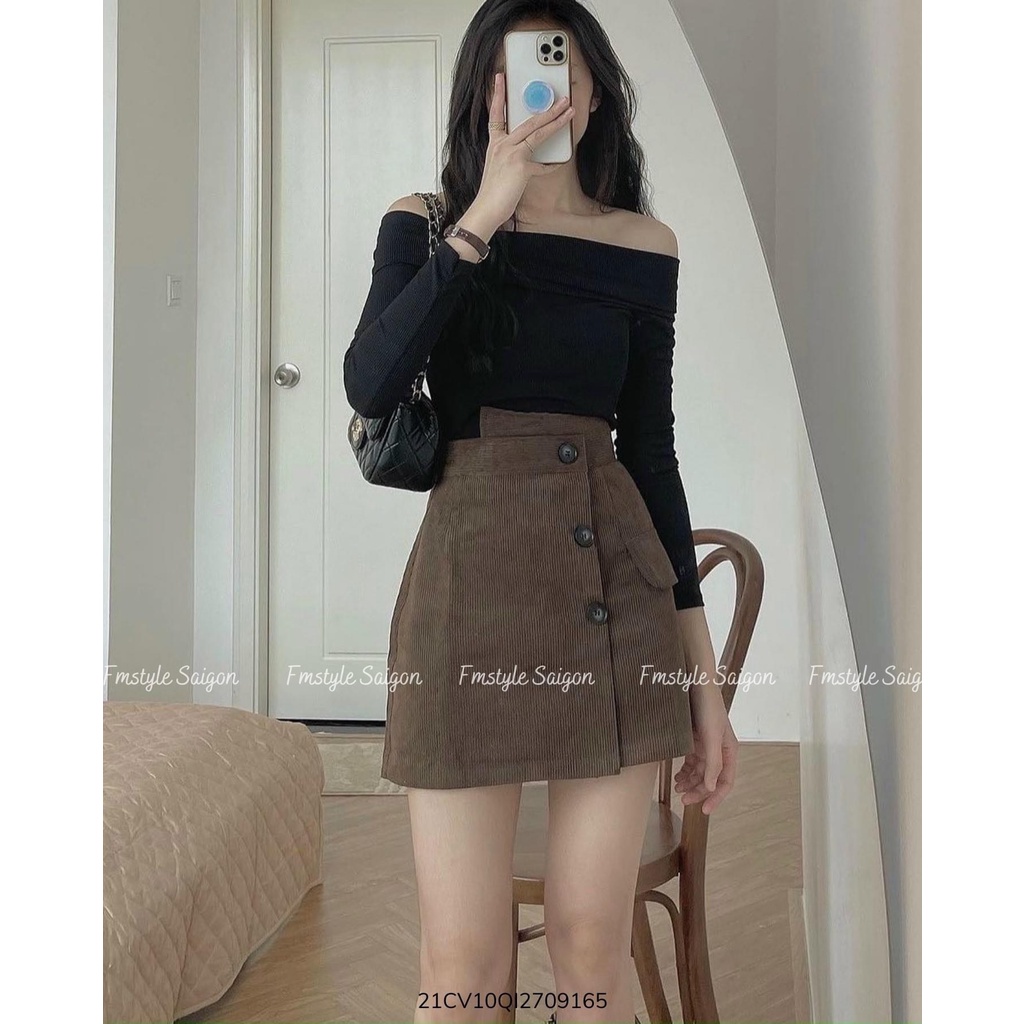 Áo Croptop Trễ Vai Tay Dài Gân Siêu Dày Siêu Ấm Áp A5175