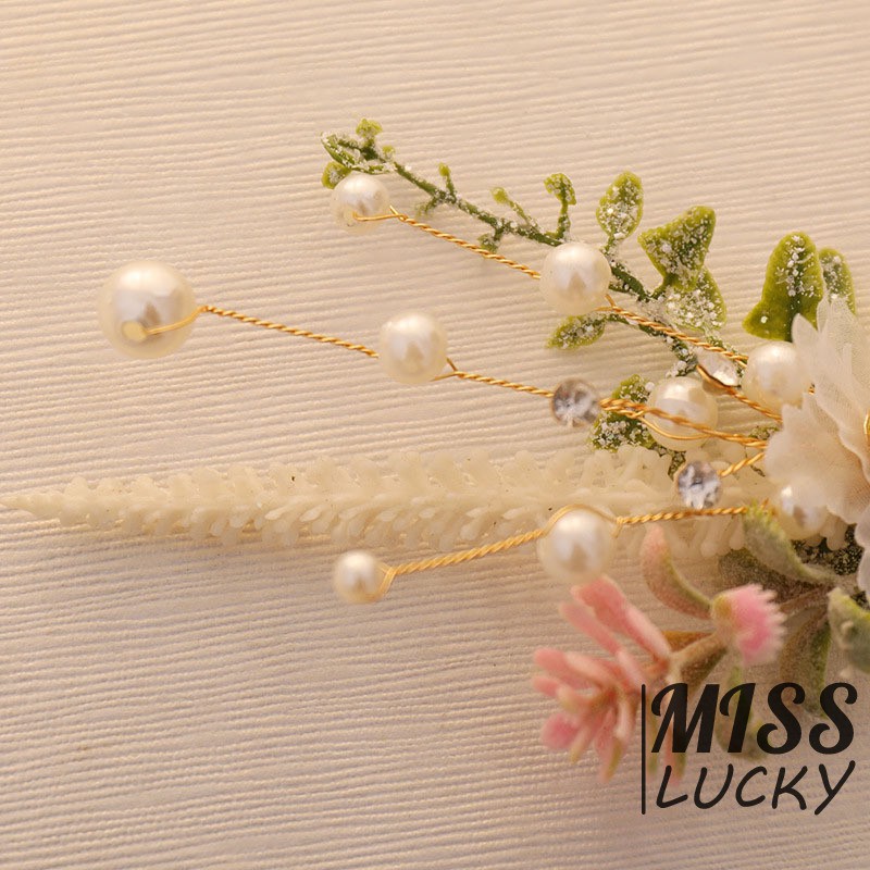 Set 3 trâm cài tóc hình bông hoa đính ngọc trai cho cô dâu