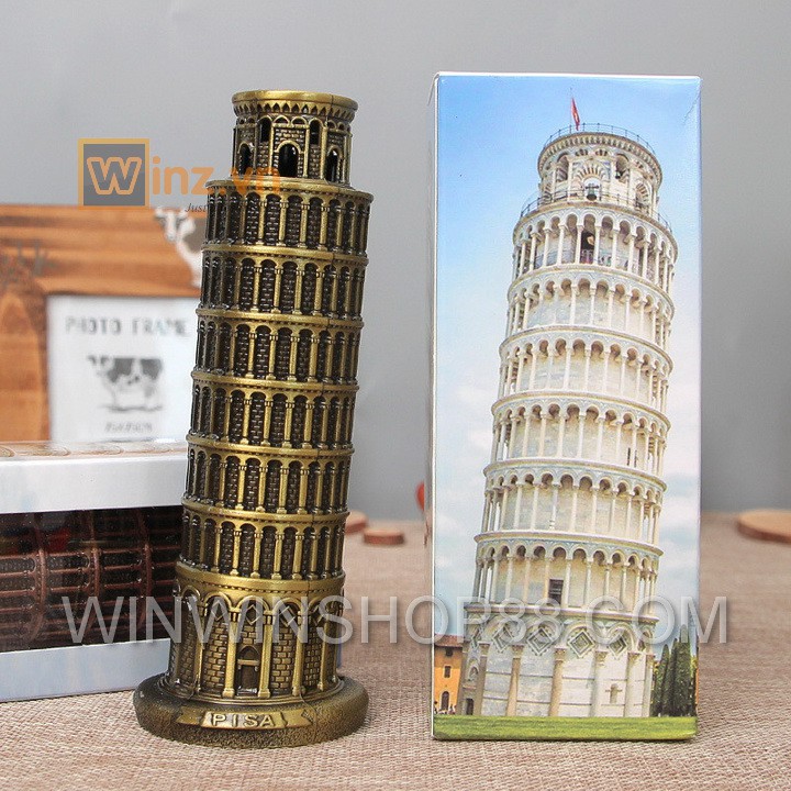 Mô hình tháp nghiêng Pisa V.2 cao 20 cm (màu vàng rêu) - Muasamhot1208