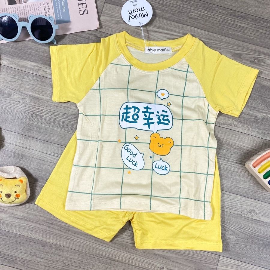 Bộ Thun Lạnh Cộc Tay Cho Bé Trai Bé Gái 8-19kg -TN-IN88 In Động Vật Dễ Thương Chất Vải Thoáng Mát